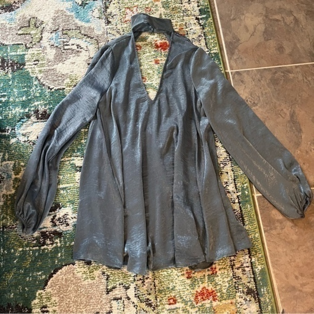 Show Me Your Mumu dark gray peasant bohemian open back dress - Picture 2 of 9
